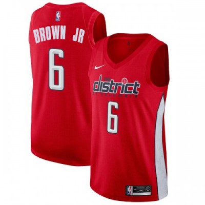 Nike Washington Wizards #6 Troy Brown Jr Red NBA Swingman Earned Edition Jersey Men's